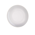 White round plate with gold rim elegant dinnerware for celebrations from Parte Haus party supply store in Bethesda Maryland
