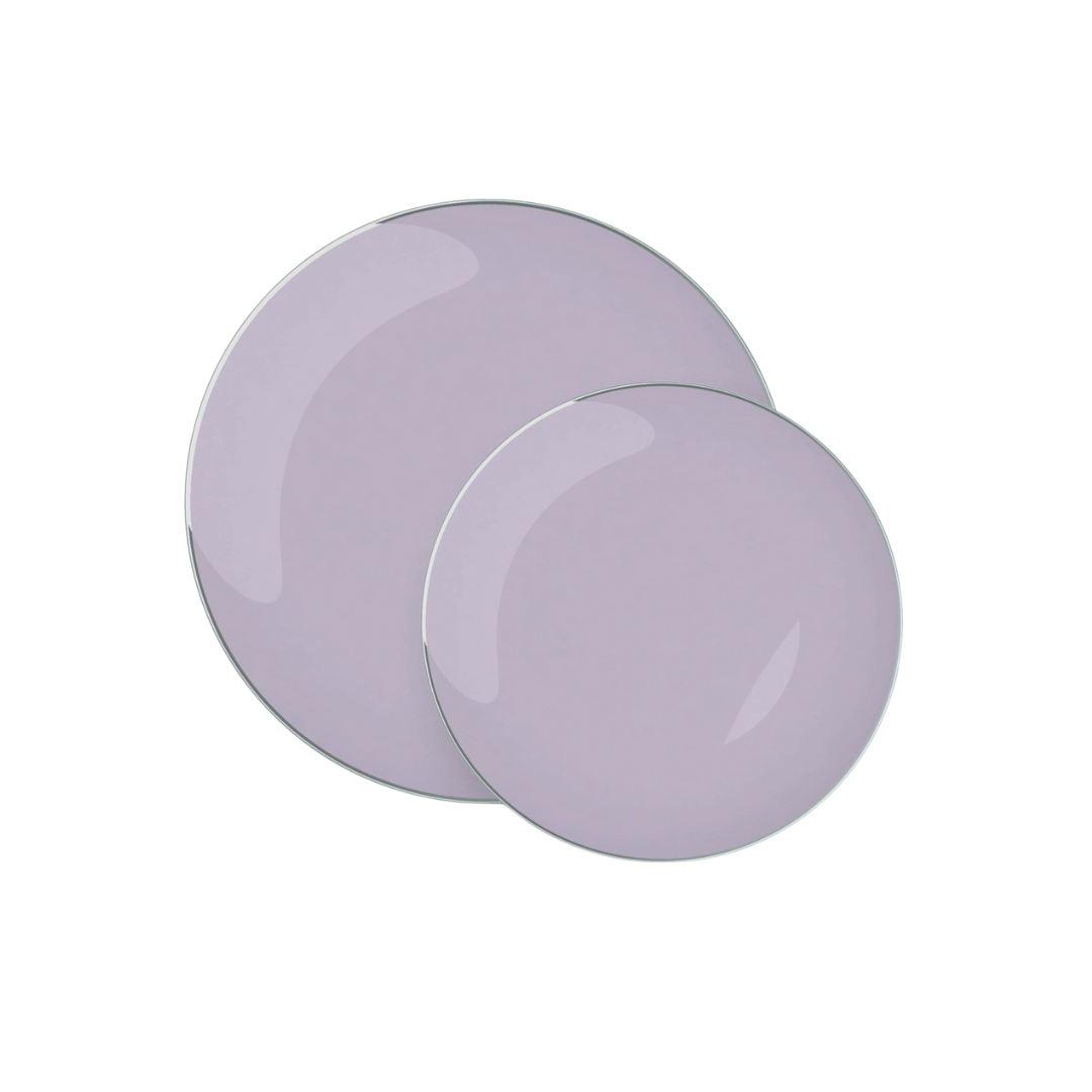 Lavender plates with glossy finish for birthday or baby shower from Parte Haus party supply store in Bethesda MD.