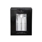 Silver flatware set in sleek black box for elegant dining from Parte Haus party supply store in Bethesda Maryland