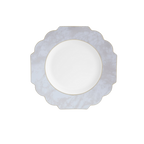 Gray marble scalloped edge plate elegant dinnerware for modern celebrations from Parte Haus party supply store in Bethesda Maryland