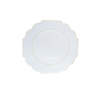 White and gold scalloped plate elegant tableware for weddings from Parte Haus party supply store in Bethesda MD
