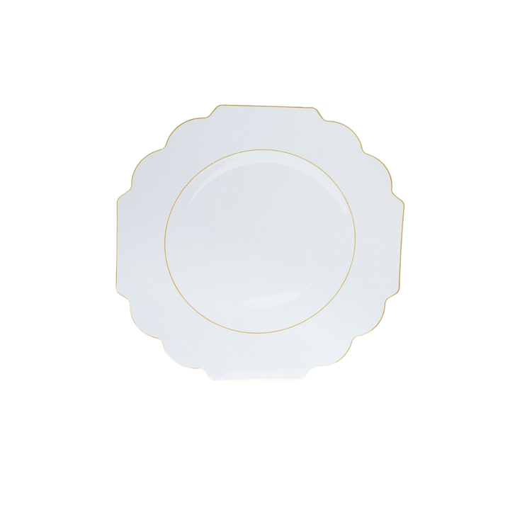 Clear Scalloped Gold Rimmed Plastic Plates