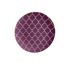 Purple and gold decorative plate with geometric pattern for elegant celebrations from Parte Haus party supply store in Bethesda MD