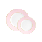 Pink and gold scalloped plates for birthday celebration from Parte Haus party supply store in Bethesda MD