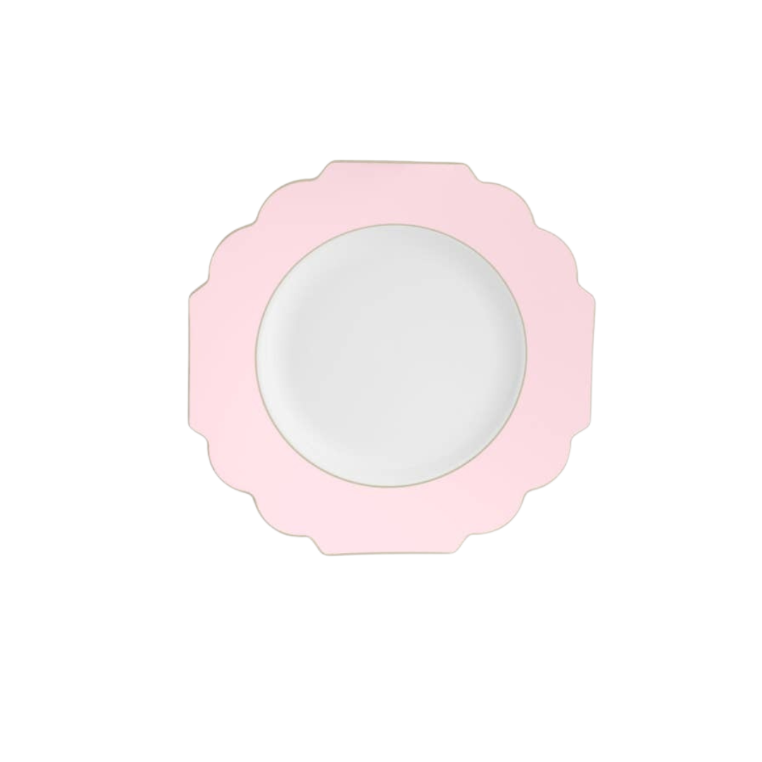 Pink scalloped edge plate elegant design birthday from Parte Haus party supply store in Bethesda Maryland