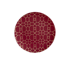 Red and gold geometric dinner plate elegant tableware for celebration from Parte Haus party supply store in Bethesda MD