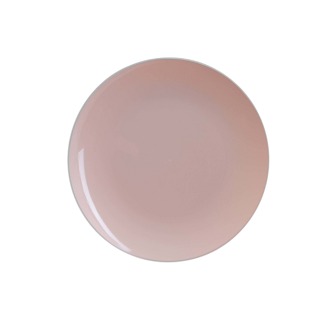 Blush Silver Rimmed Plastic Plates - 2 Sizes