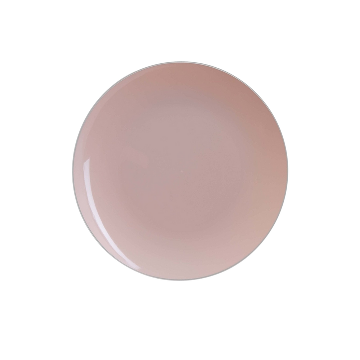 Blush Silver Rimmed Plastic Plates - 2 Sizes