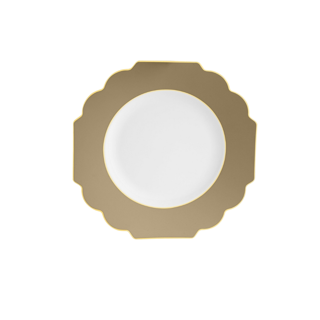 Gold scalloped plate elegant tableware for celebrations from Parte Haus party supply store in Bethesda Maryland