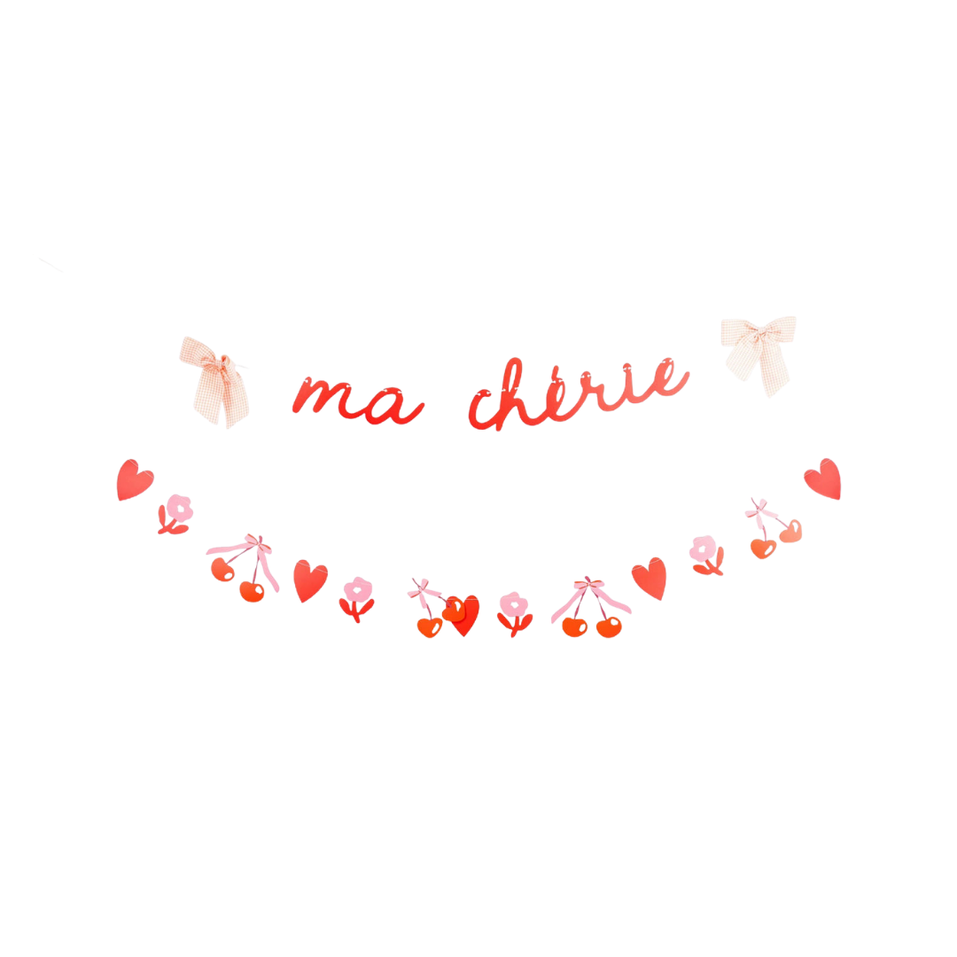 Red and White Cherry "Ma Cherie" Banner Set