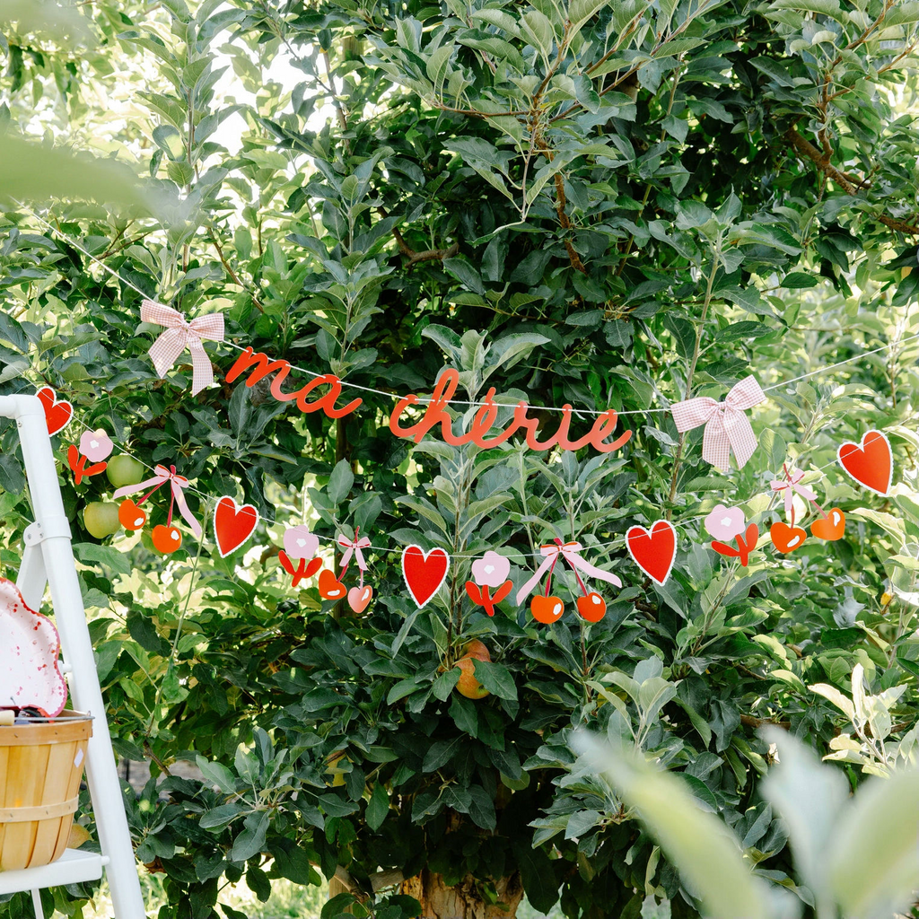 Red and White Cherry "Ma Cherie" Banner Set