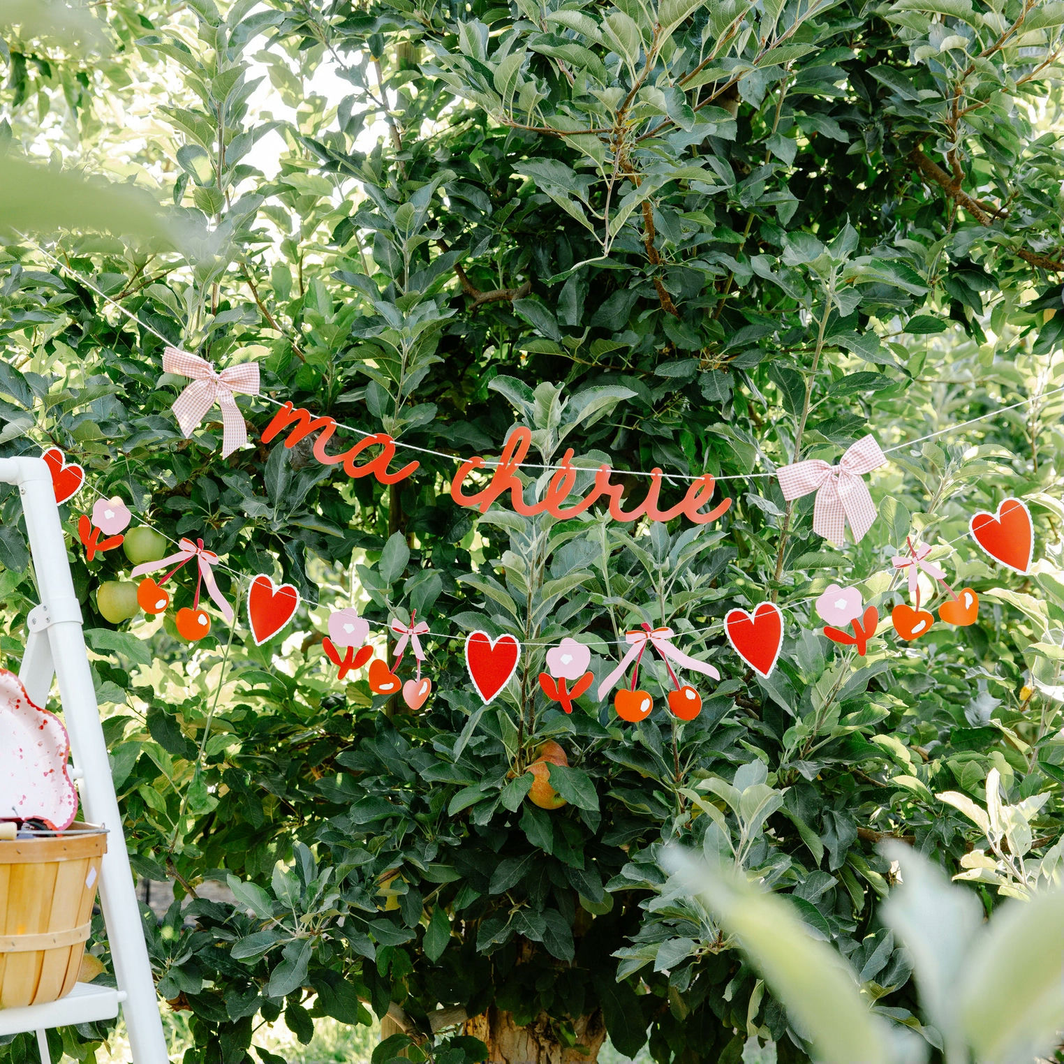 Red and White Cherry "Ma Cherie" Banner Set