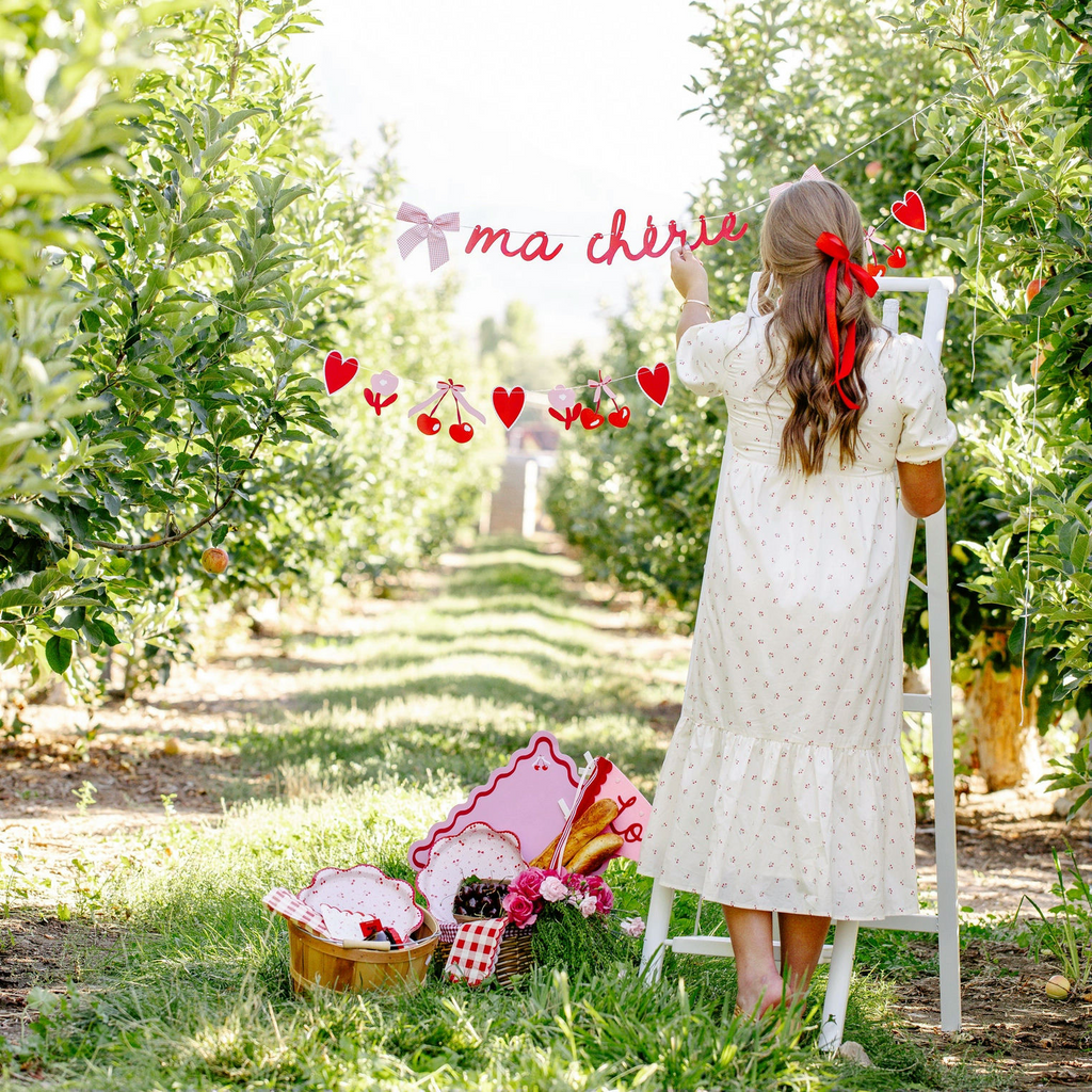Red and White Cherry "Ma Cherie" Banner Set