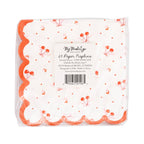 Red and White Tossed Cherry Scalloped Cocktail Napkins
