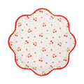 Red and White Tossed Cherry Scalloped Large Dinner Plates