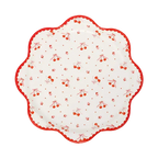 Red and White Tossed Cherry Scalloped Large Dinner Plates