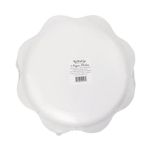Red and White Tossed Cherry Scalloped Large Dinner Plates
