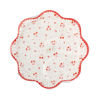 Red and White Tossed Cherry Scalloped Large Dinner Plates