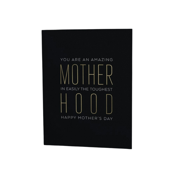 Black Mother’s Day greeting card with gold lettering elegant design for Mother’s Day from Parte Haus party supply store in Bethesda Maryland
