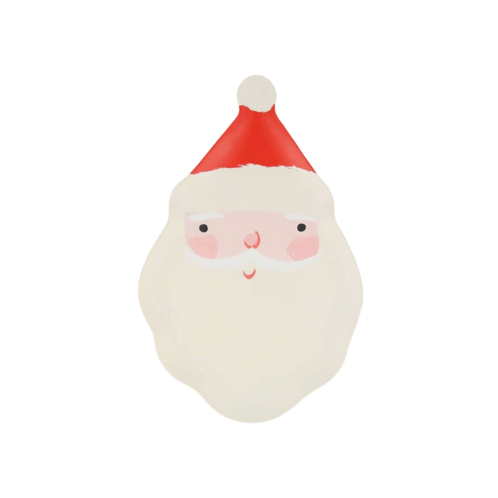 red and white melamine Santa plate with Santa face Christmas from Parte Haus party supply store in Bethesda MD