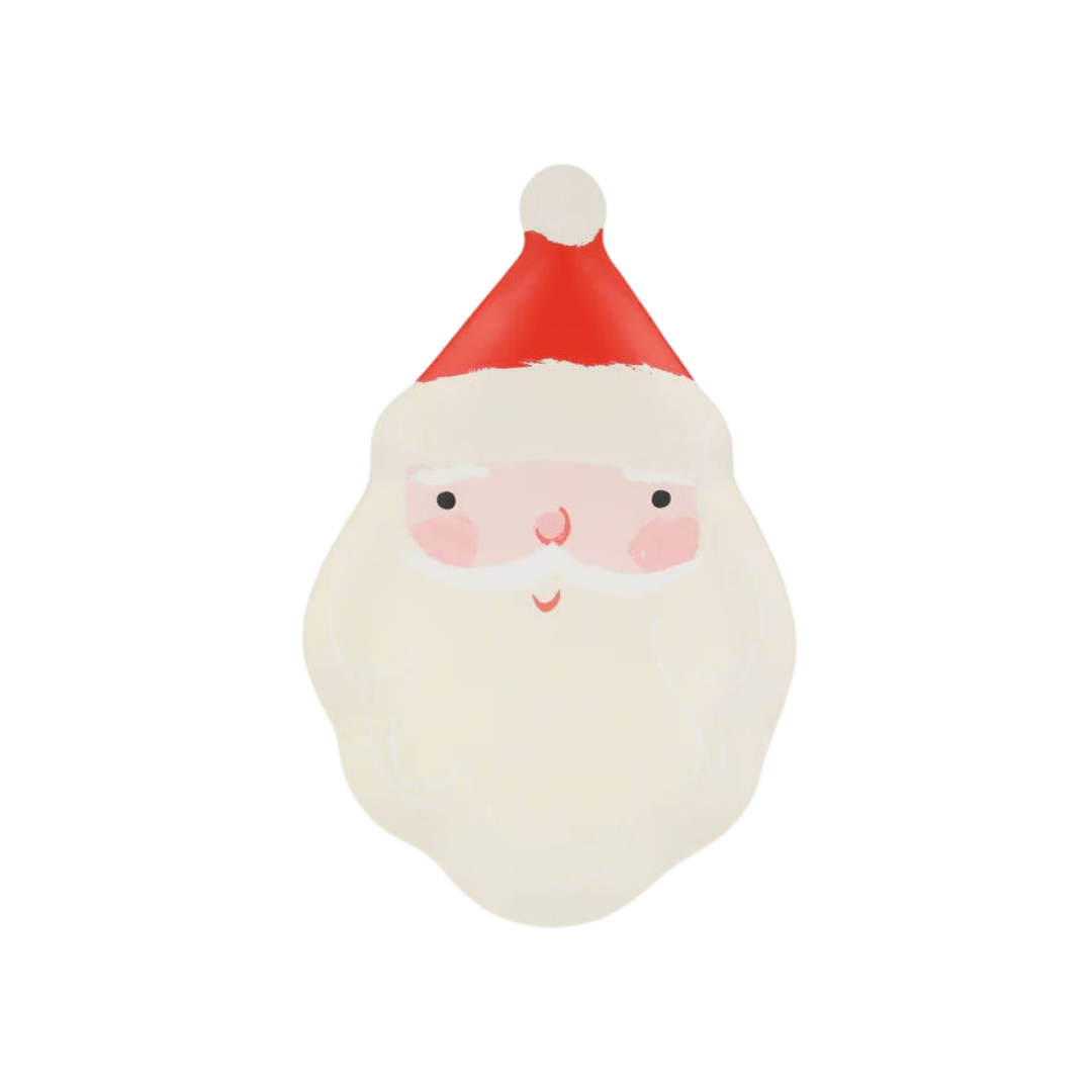 red and white melamine Santa plate with Santa face Christmas from Parte Haus party supply store in Bethesda MD