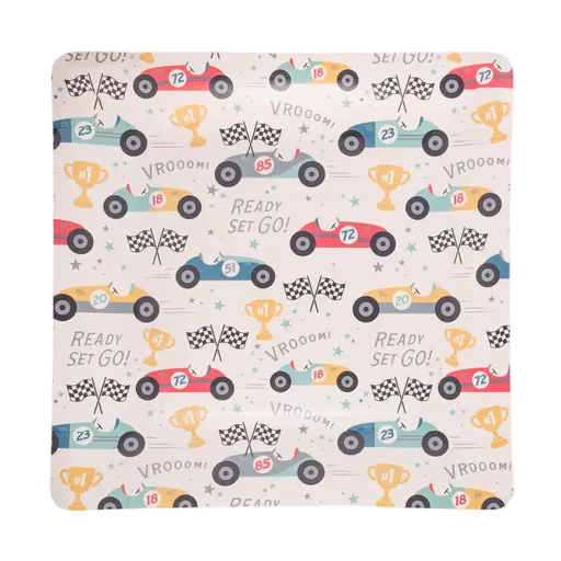Multicolor Race Car Square Large Dinner Plate
