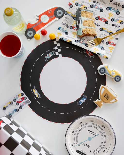 Multicolor Race Car Square Large Dinner Plate