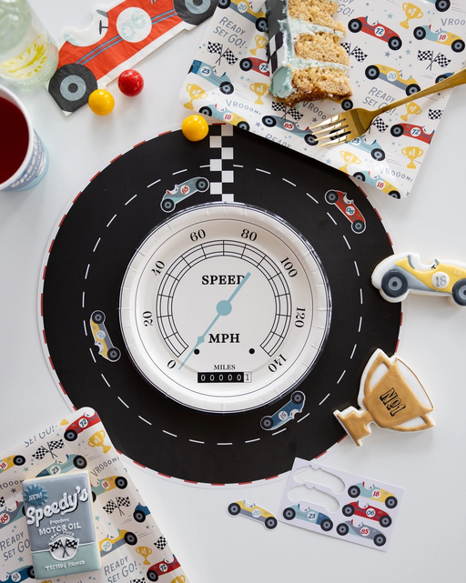 Multicolor Race Car Square Large Dinner Plate
