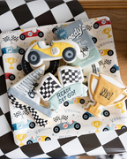 Multicolor Race Car Square Large Dinner Plate