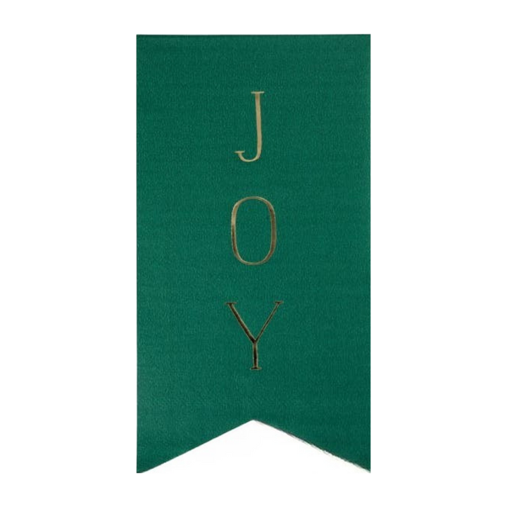 Red and Green with Gold Pennants Merry + Joy Christmas Dinner Napkins
