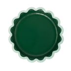 Green scalloped paper plate with white rim classic tableware for birthday from Parte Haus party supply store in Bethesda Maryland