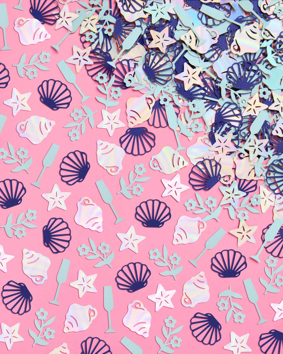 Iridescent and Blue Coastal Confetti