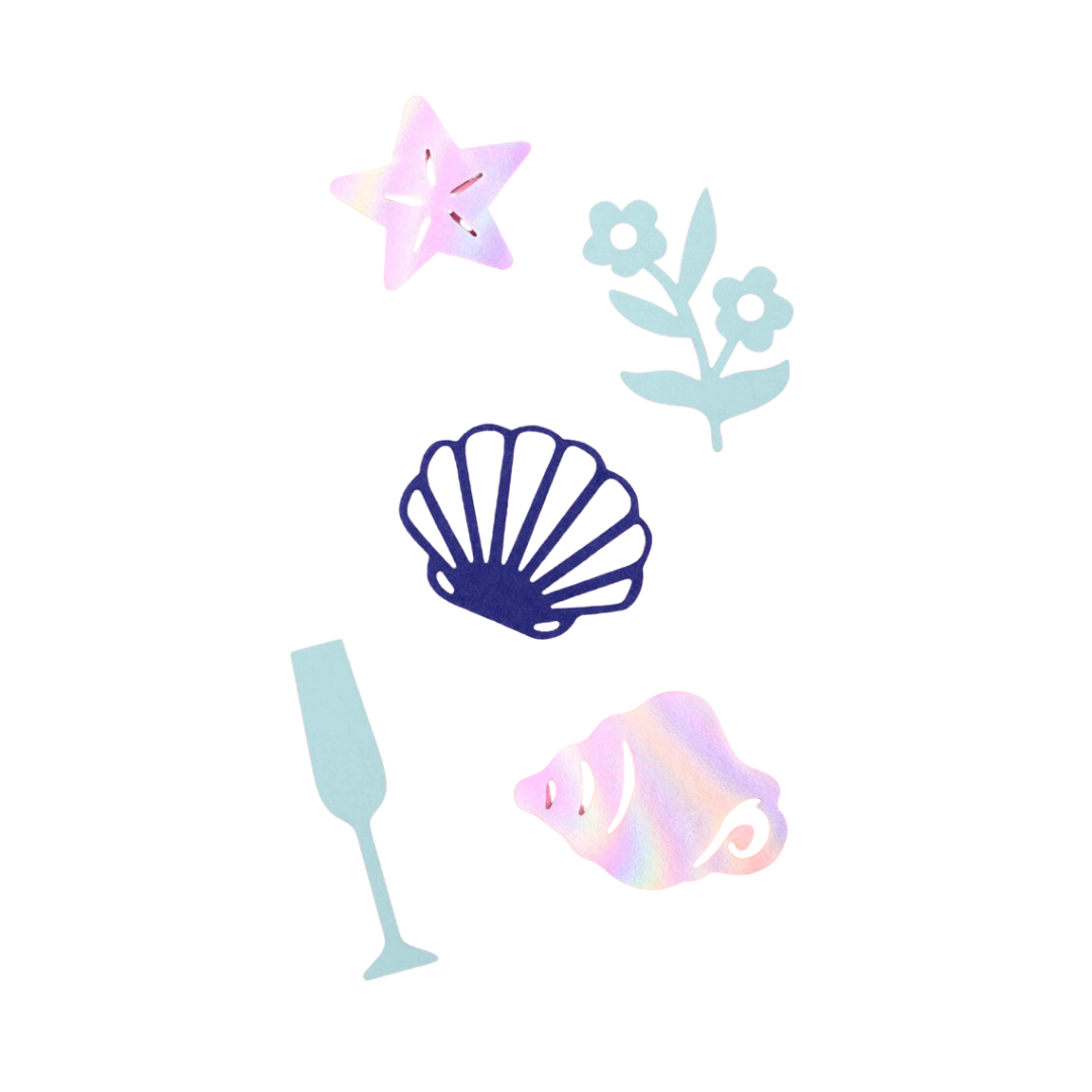 Iridescent and Blue Coastal Confetti