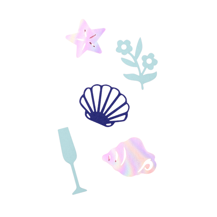 Iridescent and Blue Coastal Confetti