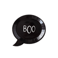 Black speech bubble plate with BOO for Halloween from Parte Haus party supply store in Bethesda MD
