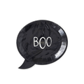 black speech bubble plate with BOO text Halloween decor from Parte Haus party supply store in Bethesda Maryland