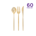Gold plastic cutlery set with spoon fork knife elegant tableware for celebrations from Parte Haus party supply store in Bethesda MD