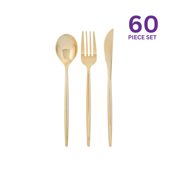 Matrix Gold Plastic Cutlery Set - 60 pcs
