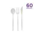 Silver plastic cutlery set 60 pieces ideal for celebrations from Parte Haus party supply store in Bethesda MD