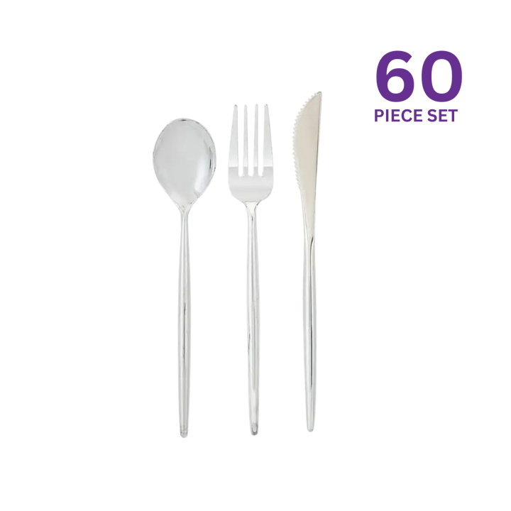 Matrix Silver Plastic Cutlery Set - 60 pcs