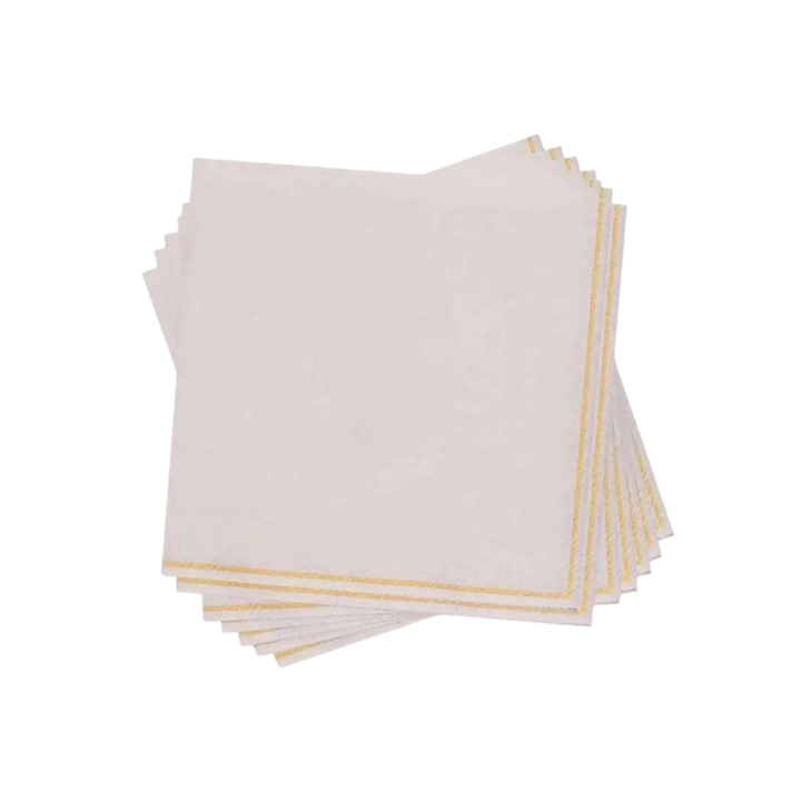 Linen with Gold Stripe Cocktail Napkins