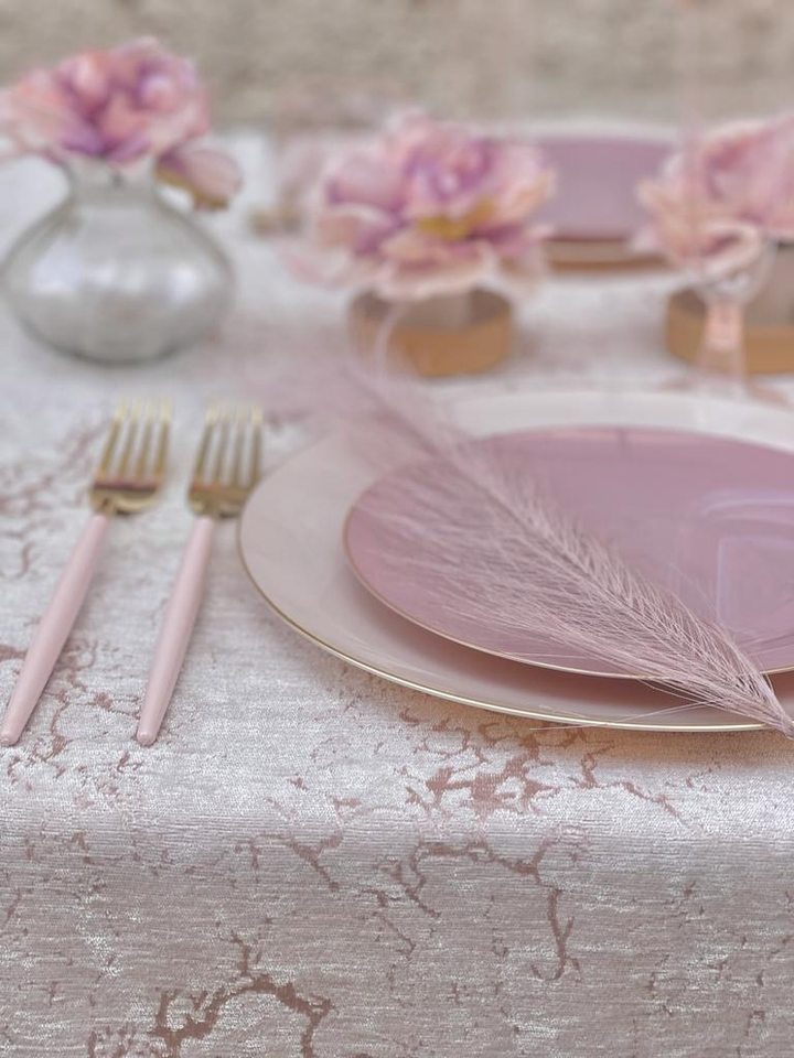 Mauve Gold Rimmed Plastic Plates