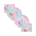 Pastel mermaid paper plates with seashell and mermaid designs birthday theme from Parte Haus party supply store in Bethesda MD