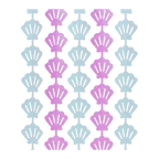 Iridescent blue and purple mermaid shell backdrop curtain for birthday under the sea theme from Parte Haus party supply store in Bethesda Maryland