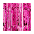 Fuchsia metallic backdrop curtain with shiny fringe for birthday celebration from Parte Haus party supply store in Bethesda MD