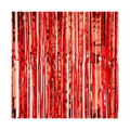 Red metallic backdrop curtain with shiny fringe for celebration decor from Parte Haus party supply store in Bethesda MD