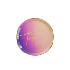 Purple and gold paper plate with thirty script design birthday theme from Parte Haus party supply store in Bethesda MD