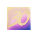 Pink purple ombre cocktail napkin with gold 30 for 30th birthday from Parte Haus party supply store in Bethesda MD