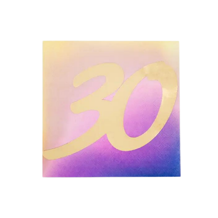 Purple and Gold Ombre Milestone Dirty "30" Cocktail Napkins