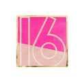 Pink and gold Sweet 16 cocktail napkin with bold number from Parte Haus party supply store in Bethesda MD
